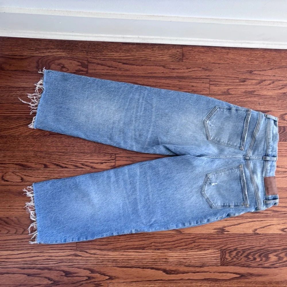 Madewell the perfect vintage wide leg cropped jeans 27P pants frayed hem - Picture 3 of 6